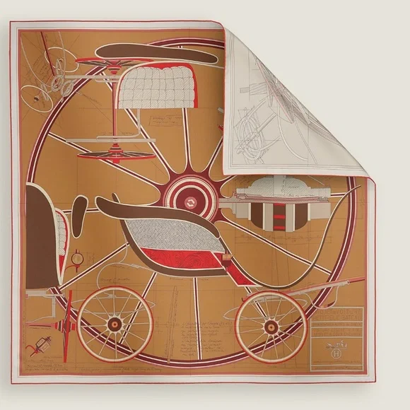 HERMES PETIT DUC DOUBLE FACE SCARF 90 SILK TWILL - Picture 7 of 11